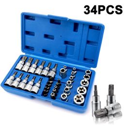 Professional Hand Tool Sets Torx Star Bit Socket Set 1/4" 3/8" 1/2" Male Female Driver E Chrome Vanadium Bright ChromeProfess