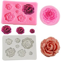 Bloom Rose Silicone Cake Molds 3D Flower Fondant Mold Cupcake Jelly Candy Chocolate Decoration Baking Tool Moulds 220815