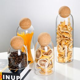 Storage Bottles & Jars Ball Cork Lead-free Glass Jar With Lid Bottle Tank Sealed Tea Cereals Transparent Coffee Contain