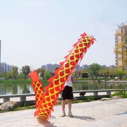 3 and 5 m Festival Party Double Sides Chinese Dragon Dance Props For Children Goldstamping Practise Gift Festival Celebration Square Performance