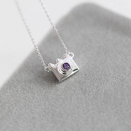 Pendant Necklaces Fashion Silver Plated Jewellery Female Camera Crystal Exquisite Collar Vintage Link Chain XL057Pendant