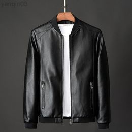 Men Jackets Leather Bomber Jacket Leather For Men New Popular Korean Style Slim Thin Trendy Clothing Men faux fur Jackets L220801