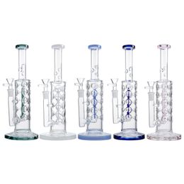 Wholesale 11 Inch Fab Egg Hookahs Inline Perc Percolator Glass Bongs Straight Tube Oil Dab Rigs Water Pipes 14mm Joint With Bowl 5 Colours