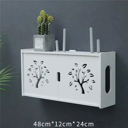 Large Wireless Wifi Router Box PVC density panel Shelf Wall Hanging Board Bracket Cable Storage Organizer Home Decor 210330