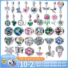 Enamel Butterfly, Dragonfly, and Sunflower sterling silver charms Set for Pandora Bracelet - 925 Silver DIY Fine Beads Jewelry