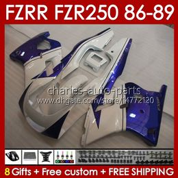 Bodywork For YAMAHA FZR250R FZRR FZR 250R 250RR FZR 250 86-89 Body FZR-250 142No.8 FZR-250R FZR250 R RR 86 87 88 89 FZR250RR 1986 1987 1988 1989 Fairing Kit metal blue