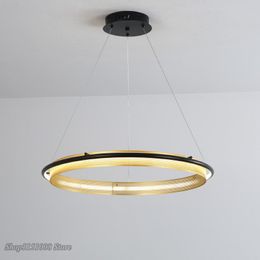Pendant Lamps Modern Black Round Ring Chandelier For Nordic Living Room Luxury Hanging Lamp Home Decor Bedroom Led Dining Table Light Fixtur