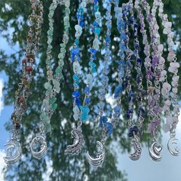 Pendant Necklaces Moon Charm Crystal Necklace Chip Boho Hippie CrystalPendant