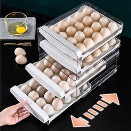 Storage Bottles & Jars Double-Layer Egg Holder For Refrigerator Plastic Clear Organiser Holds 40Eggs BoxStorage