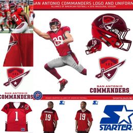 MitNess Mens SanAntonioCommanders Jersey 12 Marquise Williams 22 Aaron Green 96 Winston Craig Stewart Alliance of American Football Jerseys