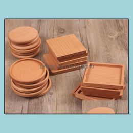 4 Style Solid Wood Coasters Coffee Tea Cup Pads Insated Drinking Mats Teapot Table W9234 Drop Delivery 2021 Decoration Accessories Kitchen