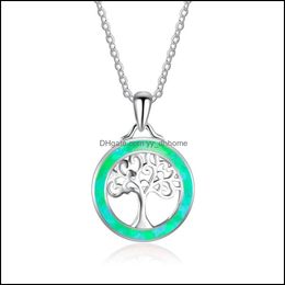Pendant Necklaces Pendants Jewellery Fashion Exquisite Tree Of Life 925 Sterling Sier Necklace White Fire Opal Glamour Women Gifts Drop Deli