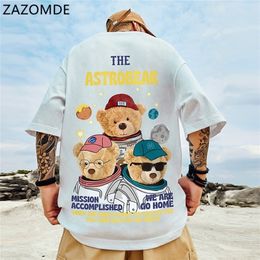 ZAZOMDE 100% Cotton Custom T Shirt Three little Bears printing Men Women Couple clothes Print Original Design High Quality Tees 220621