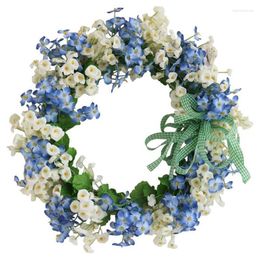 Artificial Door Wreath Flower Blue & White Handmade For Front Wall Window Wedding Party Decor