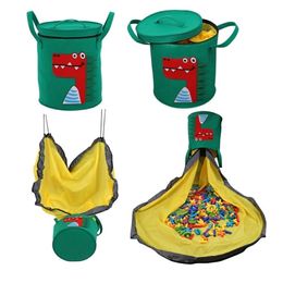 SlideAway Toy Clean-up Storage Bag Multifunctional Portable Toys Organizer Toy Bag Basket Integrated Waterproof Storage Bucket 210402