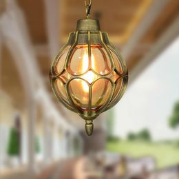 Pendant Lamps Vintage Glass Chandeliers Ball Outdoor Lamp Balcony Grape Waterproof Aluminum E27 Bulb Garden Hanging Loft ZM1026Pendant