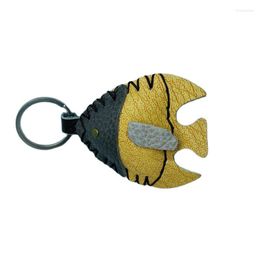 Keychains Random Color Creative Handmade Leather Clownfish Keychain Birthday Gift Charm Goldfish Backpack Pendant Gift-giving Miri22