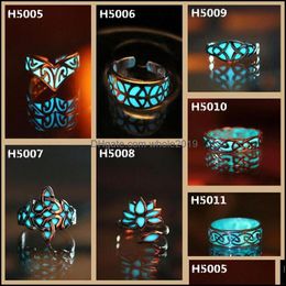 maya wholesale UK - Cluster Rings Jewelry Europe And The United States Big Luxury Retro Carved Luminous Ring Maya Mysterious Geometry Adjustable Light Drop Deli