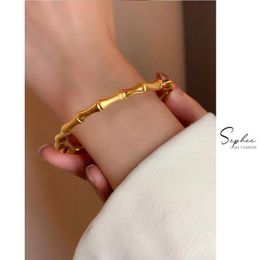 Bangle Bamboo Bracelets Plant Bangles With Charms Gold For Women Fashion Stainless Steel 18k Luxury JewleryBangle