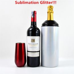 Sublimation Glitter Can Cooler for wine bottle 25oz Glitter Can Holder Can Insulator Stainless Steel Beer Bottle Insulator for Cold Beverages