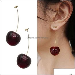 Charm Earrings Jewelry New European And American Fruit Fashion Long Ear Nail Temperament Cherry Lady Drop Delivery 2021 6Jsft