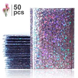 50PCSPack Laser Silver Packaging Bubble Mailer Gold Foil Plastic Padded lope Gift Bag Mailing Y200709