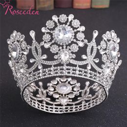 royal crown hair Canada - Hair Clips & Barrettes Bride Royal Crystal Queen King Round Tiaras And Crowns Bridal Pageant Diadem Head Ornament Wedding Jewelry RE4172Hair