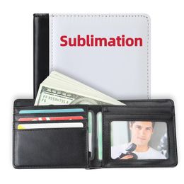 Sublimation Blank Pu Single Side Foldable Men Clutch Wallet party supply Hot printing thermal transfer DIY blank purse