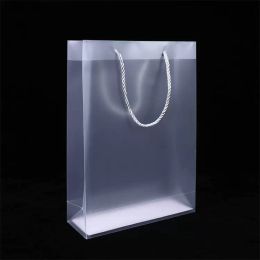 8 Size Frosted PVC plastic gift bags with handles waterproof transparent PVC bag clear handbag party Favours bag custom logo DH8722