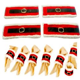 Stock Christmas Santa Claus Belt Buckle Napkin Rings Wedding Banquet Dinner Decor Napkin Serviette Holders Table Decorations B0719