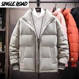 SingleRoad Mens Down Jacket Men Winter Jacket Coat Fashion Solid Windproof Oversized Hip Hop Streetwear Casual Jackets Men 201127