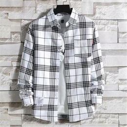 Men's Casual Shirts Teenagers Clothes Young Men Small Size Fashion Plaid Student Tops 9-19 OldsMen's Eldd22