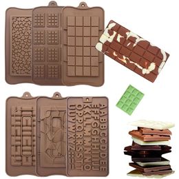 6pc/set Waffle Chocolate Molds Different Full Page Waffles Handmade Size Chip DIY Ice Cubes Letter Numbers Mold 220509