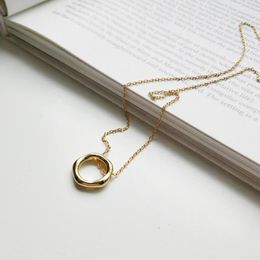 Pendant Necklaces Sterling Silver Irregular Round Circle For Women Simple Geometric Coin Gold Necklace Choker JewelryPendant