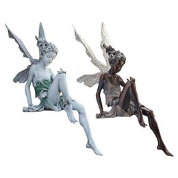 And Turek Resin Sitting Fairy Statue Garden Decorative Porch Figurine Angel Sculpture for Yard Home Decoration 220721