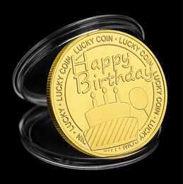 Happy Birthday Lucky Coin Creative Gift Collection Commemorative Coin Gifts Collectible Gold Silver Plated Coins