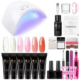 french manicure gel set UK - Nails Kit 15ml Uv Gel French Nails Art Manicure Tips Build Extending Crystal Jelly Gum Poly Gel Set For Nail Art Tools269A