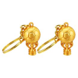 Keychains 2pcs Delicate Football Key Chains Decorative Soccer Rings Holders (Golden)