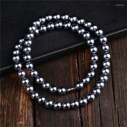 Chains Top Natural Terahertz Necklace Jewellery For Women Lady Man Healing Gift Crystal Round Beads Stone Energy Gemstone 50cm 60mm