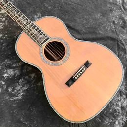 Custom 6 Strings OOO45 Style Solid Cedar Body Top Acoustic Guitar Slotted Headstock Life Tree Inlay