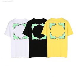 Off Designer t Shirt for Men Male 2022 Summer Loose Tees Quality Fashion Cross Paintings Arrow Mens Tshirts in 3 Colors 1218