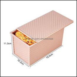 Non-Stick Loaf Mold Cake Bread Baking Toast Box Case With Lid Aluminum Alloy Tray Tools Pi669 201029 Drop Delivery 2021 Boxes Kitchen Storag