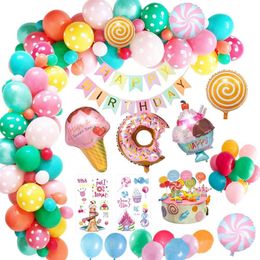 53pcsset Children Candy balloons Birthday Party Decoration Birthday balloons Summer Ice Cream Donuts Candy festive party suppli 220527