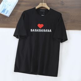 Men's T-Shirts Brand New Letter Heart T Shirt Sleeve Women Round Collar Short Sleeve Loose Couple Outfit Men 2023