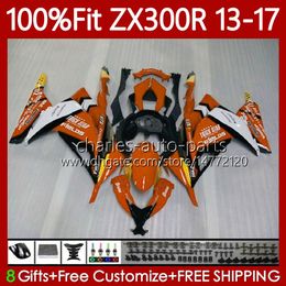 Injection Fairings For KAWASAKI NINJA ZX-300R ZX3R EX ZX 3R 300R Orange white 2013 2014 2015 2016 2017 125No.123 ZX-3R EX-300 13-17 ZX300 EX300R ZX300R 13 14 15 16 17 OEM Body