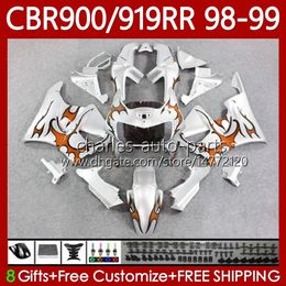 Body Kit For HONDA CBR919RR CBR 919RR 900RR CBR919 CBR900 RR 1998 1999 Bodywork 127No.105 900CC Orange silver 919CC CBR900RR 98-99 CBR 900 919 RR CC 98 99 ABS OEM Fairing