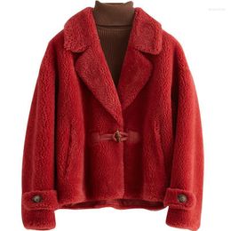 Women's Wool & Blends 2022 Sheep Shearing Overcoat Woman Suit Lead Reunite With Coat One Lamb Fur Grass Loose Bery22