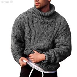 Fashion Men Autumn Winter Twist Braid Knitted Sweater Turtle Neck Jumper Colt Thick L220801