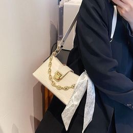 Evening Bags Niche Fashion Simple Women's Bag 2022 Chain Wild One-shoulder Messenger Personality Silk Scarf Small Square BagEvening