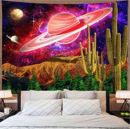 Home Decor Universe Planet Pattern Tapestry Room Printed Carpet Wall Hanging J220804